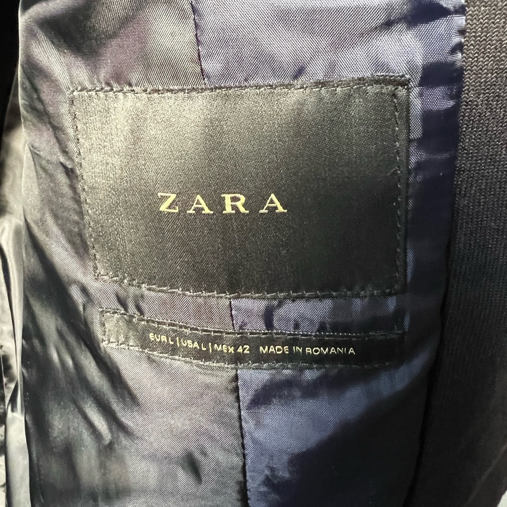 ZARA Classic Wool Cotton Blend Coat Jacket Gray Preppy Academia Luxury Fall L - Picture 4 of 11
